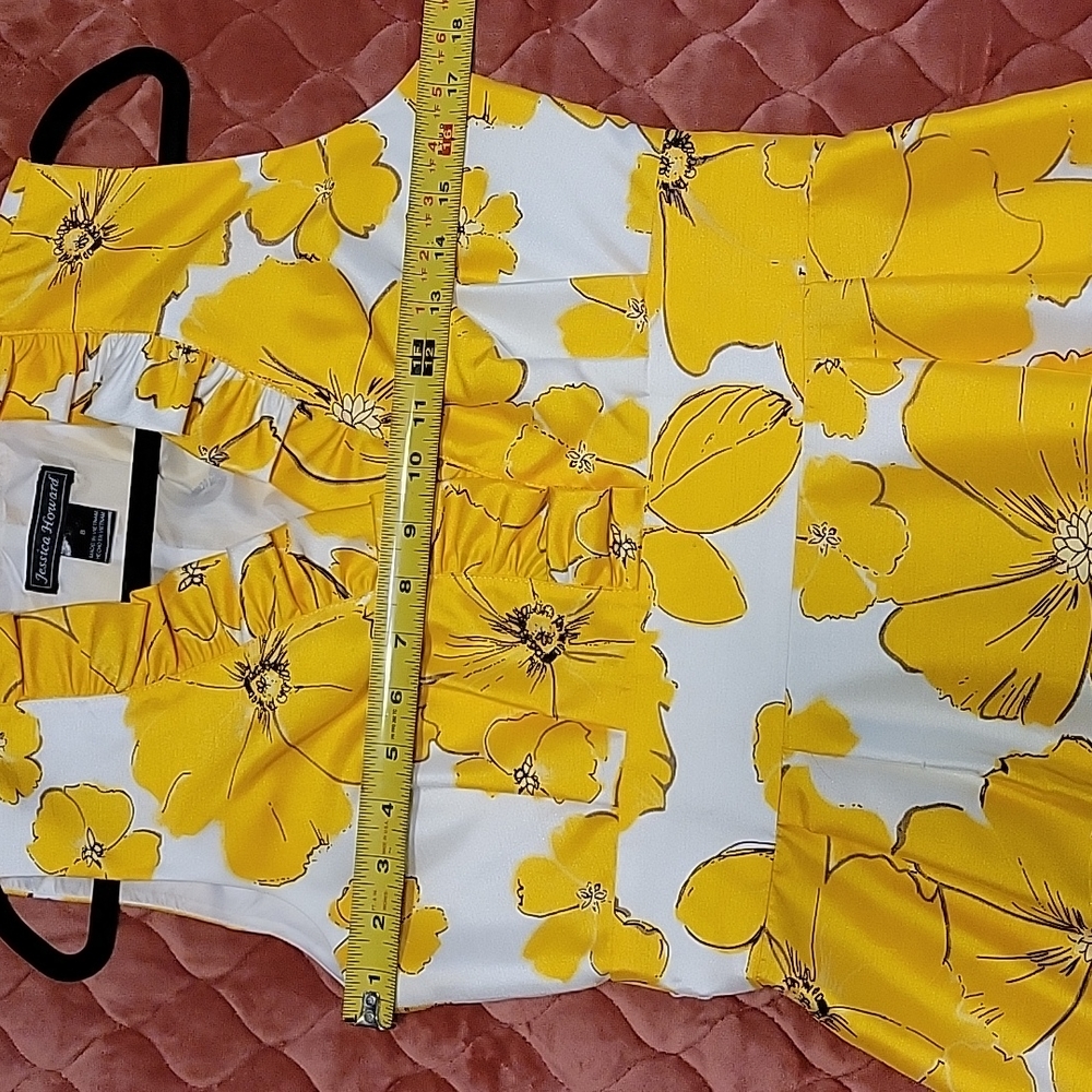 Jessica Howard Yellow and White Floral Ruffle Sheath Dress - Picture 16 of 16
